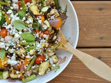 Grilled Summer Vegetable Salad with Lemon Vinaigrette and Gorgonzola