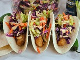 Lazy Crunchy Fish Tacos with Cabbage Slaw + Weekly Menu