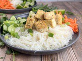 Lemongrass Tofu with Vermicelli Noodles, Cucumber, and Carrot