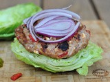 Open-Faced Roasted Red Pepper and Feta Turkey Burgers