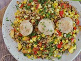 Pan Seared Scallops with Summer Corn and Peach Medley