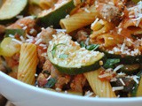 Rigatoni with Sausage, Tomatoes, and Zucchini + Weekly Menu