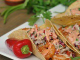 Spicy Sriracha Shrimp Tacos with Cilantro Slaw