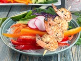 Toasted Sesame Grilled Shrimp Rainbow Noodle Bowls