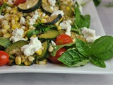 Zucchini and Corn Summer Salad with Vinaigrette and Goat Cheese + Weekly Menu
