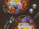 Sweet Potato & Tomato Egg Bake with Chive Flower