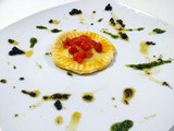 Raviolone Cremoso ai due Pesti con Concassè di Pomodoro Scottata