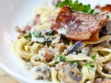 Bacon, Ham and Mushroom Fettuccine Alfredo