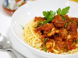 Red Wine Garlic Meatballs Spaghetti