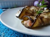 Involtini di melanzane con prosciutto crudo e mozzarella profumati alla menta....buon appetito! ^_