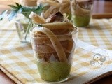 Tagliatelle integrali con sgombro su crema di zucchine...un fresco piacere finger food ^_