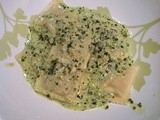 Ravioli with Pesto Cream Sauce