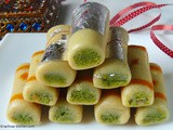 Kaju pista roll recipe, How to make kaju pista roll at home | Cashew Pistachio fudge roll
