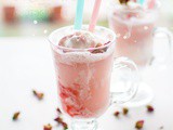 Rhubarb rose ice cream floats for valentines day