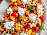 Peach, cherry tomato Panzanella (bread salad) with Burrata Cheese Recipe