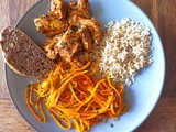 Assiette de midi : carottes ail et persil, riz et poulet