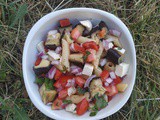 Salade de pates aux aubergines tomates poivron