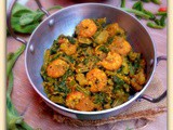 Chingri Mach diye Lau Shak-er Charchari ( Bottle Gourd Greens with Pawns ~ a Bengali Delicacy)