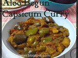 Niramish Aloo-Begun-Capsicum Tarkari(No onion-no garlic Potato, Brinjal n Capsicum Curry)