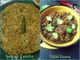 Palak Paratha(Spinach paratha) and Keema Palak(minced Chicken & spinach curry) in Microwave