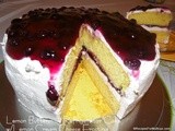 Lemon Buttermilk Refrigerator Cake with Lemon  Cream Cheese Frosting and Blueberry Topping