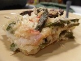 Roasted Asparagus, Portabella and Seafood Alfredo Lasagne