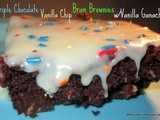 Triple Chocolate Vanilla Chip Bran Brownies w/Vanilla Ganache