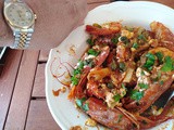 Shrimps with cheese and tomato sause