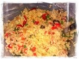 Bulgur with Roasted Peppers, Olives, Coriander and Lemon