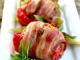 Meatloaf Stuffed Bell Peppers Wrapped in Bacon