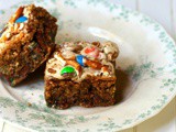 Monster Cookie Bars Stuffed with Reeses pb Cups