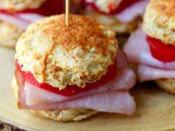 Spiced Apple & Ham Sliders on Cheddar Biscuits