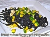 Ricetta fettuccine al nero di seppia  con spigola e zucchine di Claudio Rega