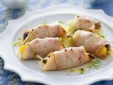 Involtini di pesce spada affumicato con finocchio e olive