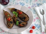 Melanzane al forno ripiene di quinoa | Baked stuffed eggplant with quinoa
