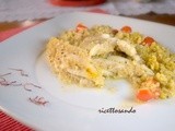 Quinoa allo zafferano con platessa e verdure