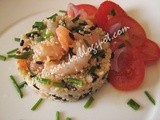 Taboulè di cous cous con riso venere e gambretti