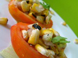 Roasted Corn Masti With Tomato Cups