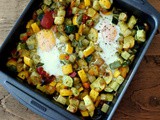 Roast Veg and Egg Traybake Hash