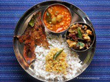 Mangalorean Plated Meal Series - Boshi# 22 - Kadgi Sukhi, Bazelli Masli, Daliso Saar & Rice