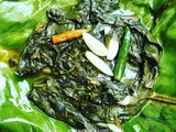 Assamese Style Heart Leaves Cooked in Banana Leaf (Mosondori Patot Diya)