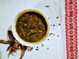 Dry fish with colocasia leaves