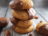 Chocolate Dipped Sesame Almond Breakfast Cookies