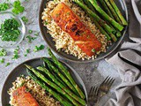 Easy Harissa Salmon with Asparagus and Israeli Couscous