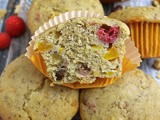 Gluten Free Nutty Vegan Peach Raspberry Muffins