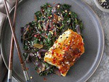 Miso Glazed Cod with Sauteed Spinach and Onions
