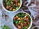 New Years Dinner (Black-eyed Peas Greens Sausage Hash)