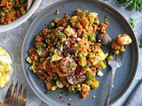 One Pan Fried Cauliflower Rice Chicken Dinner