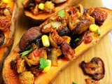 Spicy Veggie Burger Stuffed Sweet Potatoes