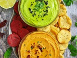 Tomato Basil Hummus Dip & Green Goddess Hummus Dip